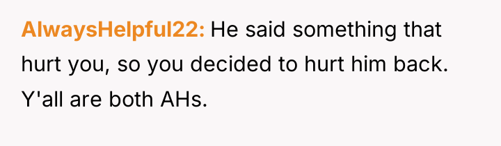 AlwaysHelpful22 He said something that hurt you, so you decided...
