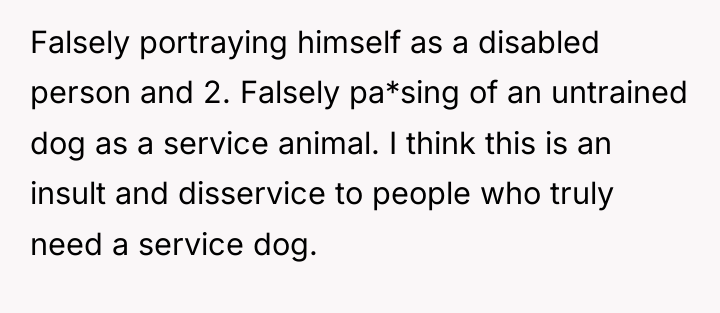 Falsely portraying himself as a disabled person and 2. Falsely...
