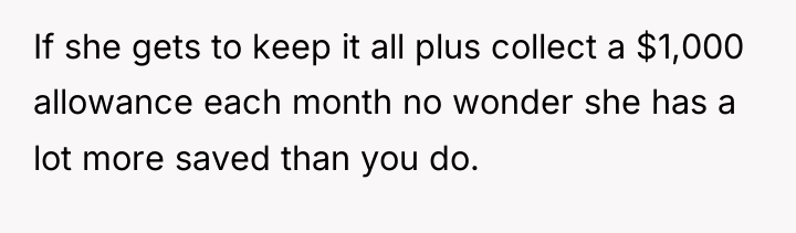 If she gets to keep it all plus collect a...
