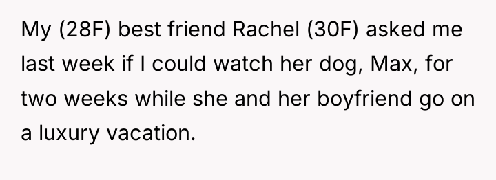 My (28F) best friend Rachel (30F) asked me last week...
