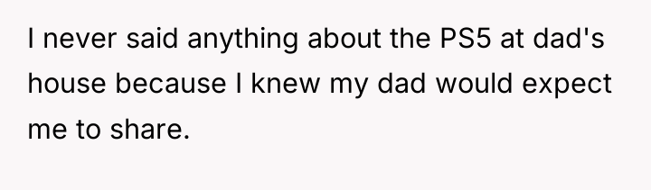 I never said anything about the PS5 at dad's house...