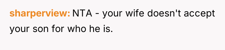 sharperview NTA - your wife doesn't accept your son for...