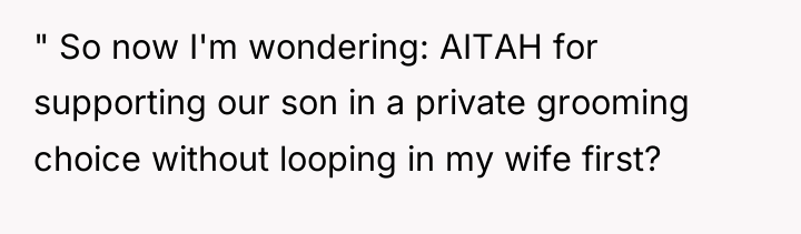 " So now I'm wondering: AITAH for supporting our son...