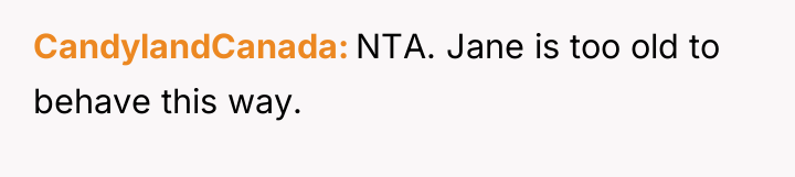 CandylandCanada NTA. Jane is too old to behave this way.