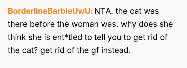 BorderlineBarbieUwU NTA. the cat was there before the woman was....