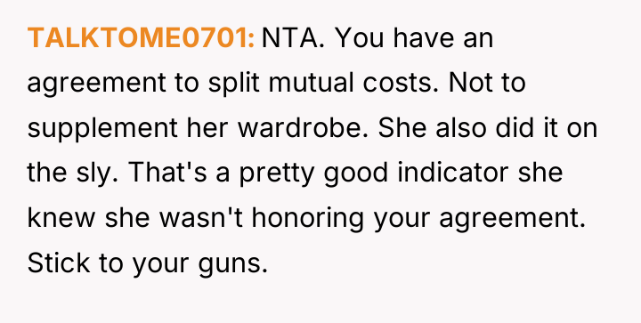 TALKTOME0701 NTA. You have an agreement to split mutual costs....