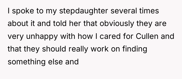 I spoke to my stepdaughter several times about it and...
