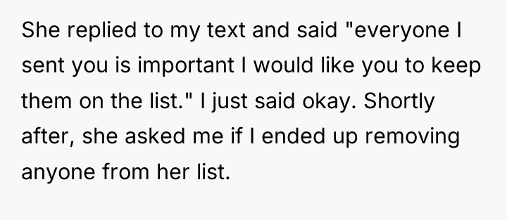 She replied to my text and said "everyone I sent...
