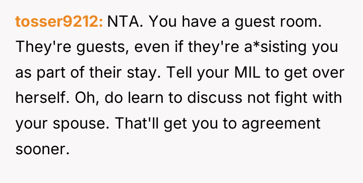 tosser9212 NTA. You have a guest room. They're guests, even...