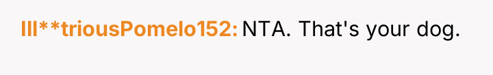 Ill**triousPomelo152 NTA. That's your dog.