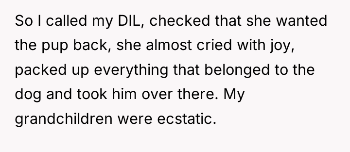 So I called my DIL, checked that she wanted the...
