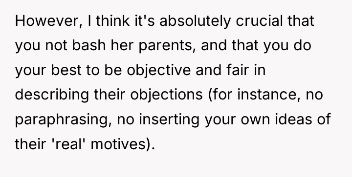 However, I think it's absolutely crucial that you not bash...