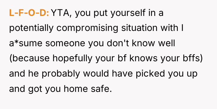 L-F-O-D YTA, you put yourself in a potentially compromising situation...
