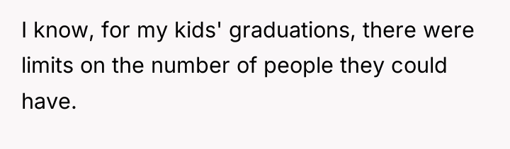 I know, for my kids' graduations, there were limits on...