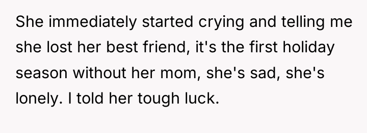 She immediately started crying and telling me she lost her...