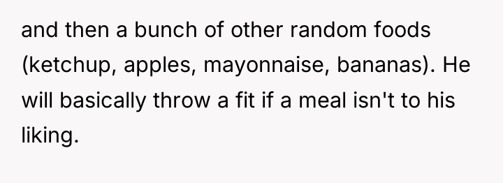 and then a bunch of other random foods (ketchup, apples,...