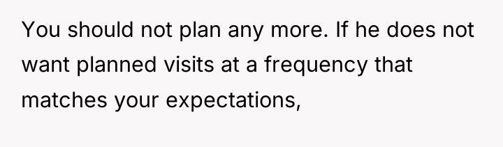 You should not plan any more. If he does not...