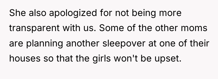 She also apologized for not being more transparent with us....