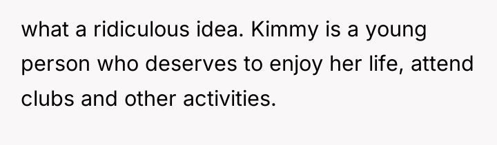 what a ridiculous idea. Kimmy is a young person who...