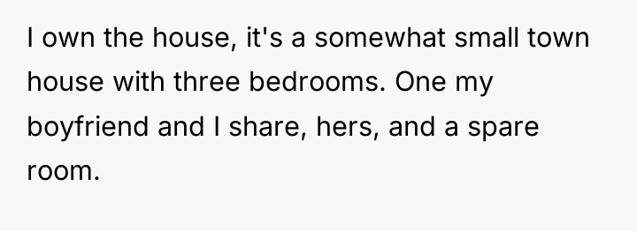 I own the house, it's a somewhat small town house...
