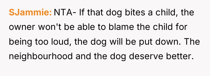 SJammie NTA- If that dog bites a child, the owner...