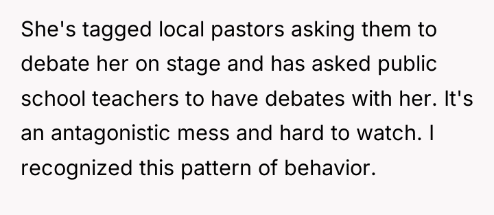 She's tagged local pastors asking them to debate her on...