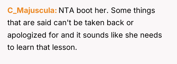 C_Majuscula NTA boot her. Some things that are said can't...
