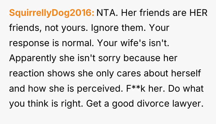 SquirrellyDog2016 NTA. Her friends are HER friends, not yours. Ignore...