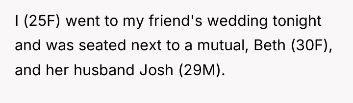 I (25F) went to my friend's wedding tonight and was...