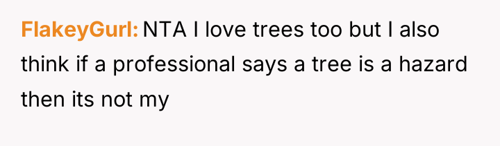 FlakeyGurl NTA I love trees too but I also think...