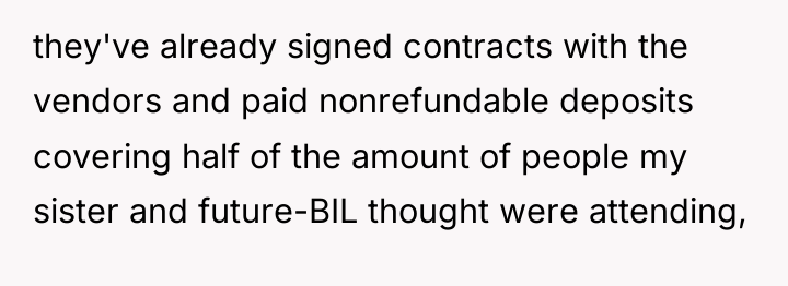 they've already signed contracts with the vendors and paid nonrefundable...