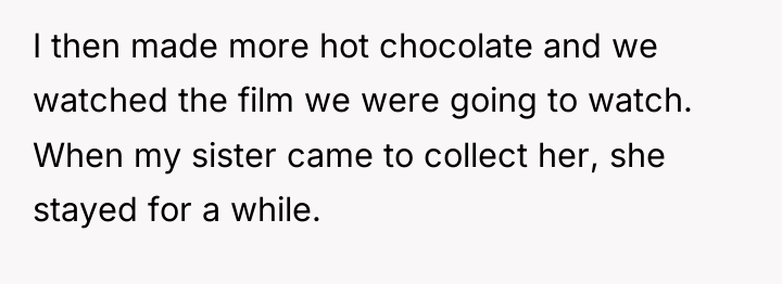 I then made more hot chocolate and we watched the...