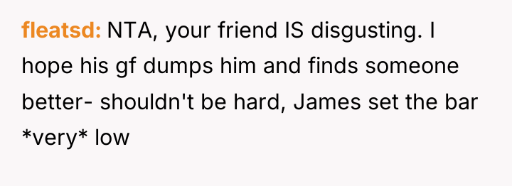 fleatsd NTA, your friend IS disgusting. I hope his gf...