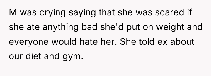 M was crying saying that she was scared if she...
