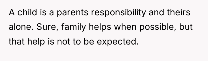 A child is a parents responsibility and theirs alone. Sure,...