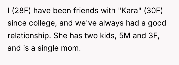 I (28F) have been friends with "Kara" (30F) since college,...