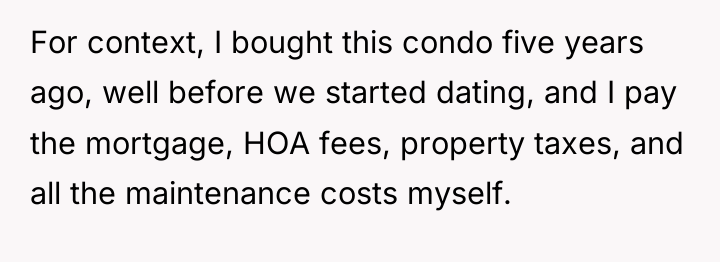 For context, I bought this condo five years ago, well...