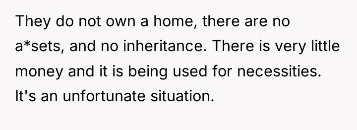 They do not own a home, there are no a*sets,...