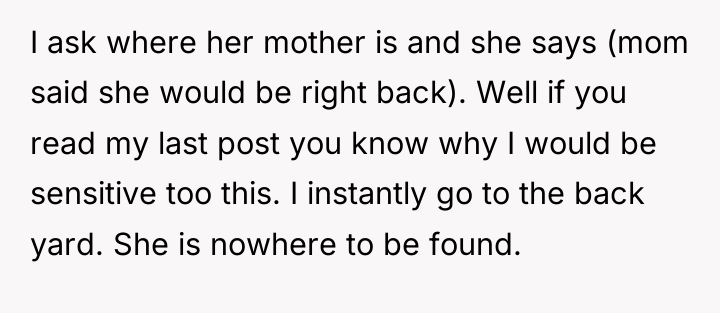 I ask where her mother is and she says (mom...