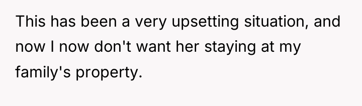 This has been a very upsetting situation, and now I...