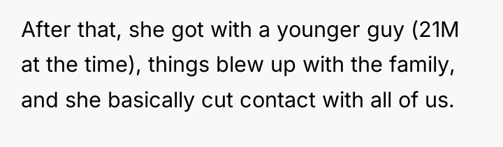 After that, she got with a younger guy (21M at...