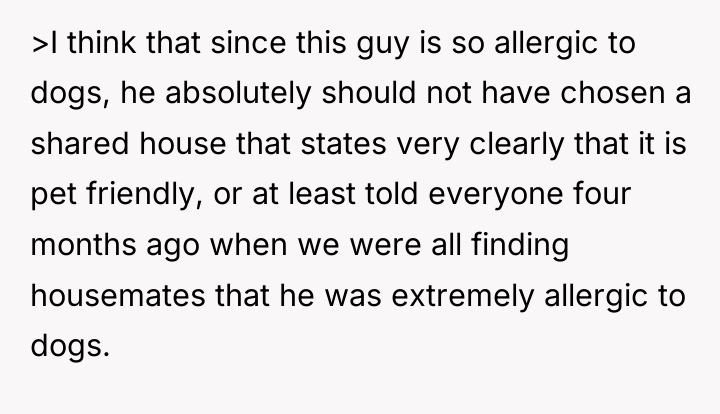 >I think that since this guy is so allergic to...