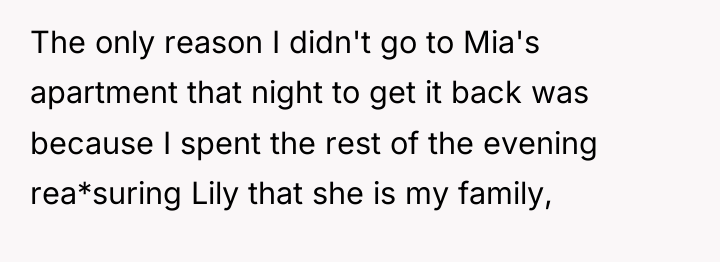 The only reason I didn't go to Mia's apartment that...