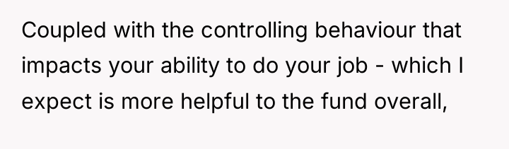 Coupled with the controlling behaviour that impacts your ability to...