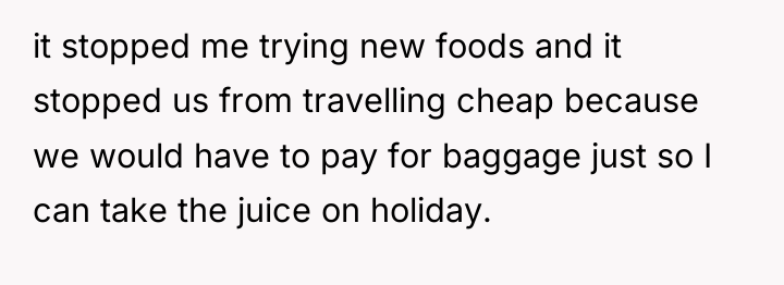 it stopped me trying new foods and it stopped us...