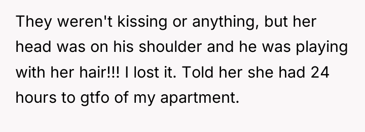 They weren't kissing or anything, but her head was on...