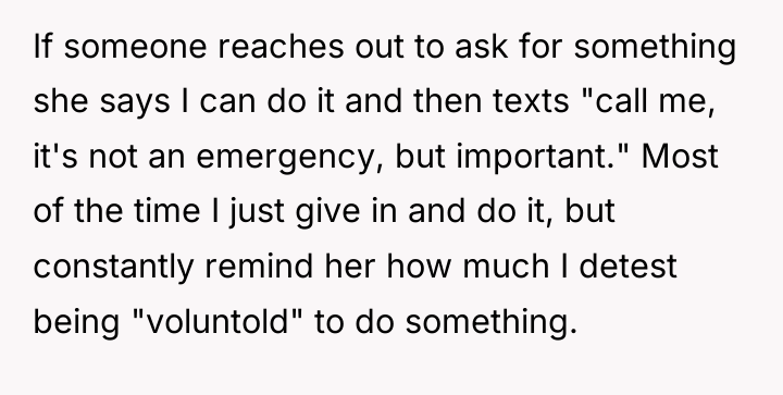 If someone reaches out to ask for something she says...