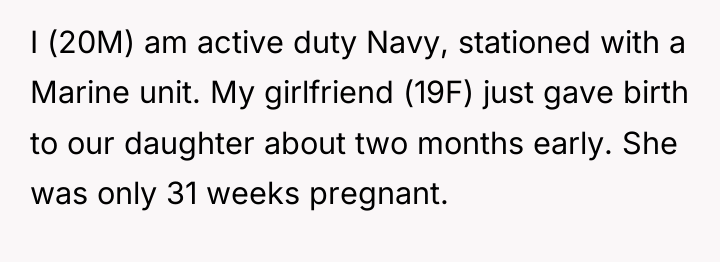 I (20M) am active duty Navy, stationed with a Marine...