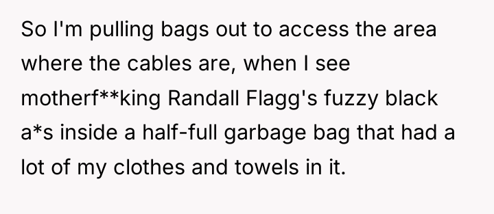So I'm pulling bags out to access the area where...
