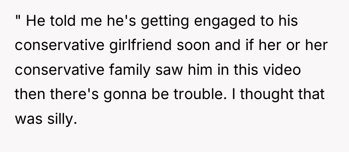 " He told me he's getting engaged to his conservative...